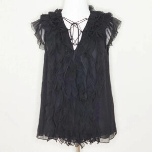 Jason Wu Black Ruffle Silk Blouse 2